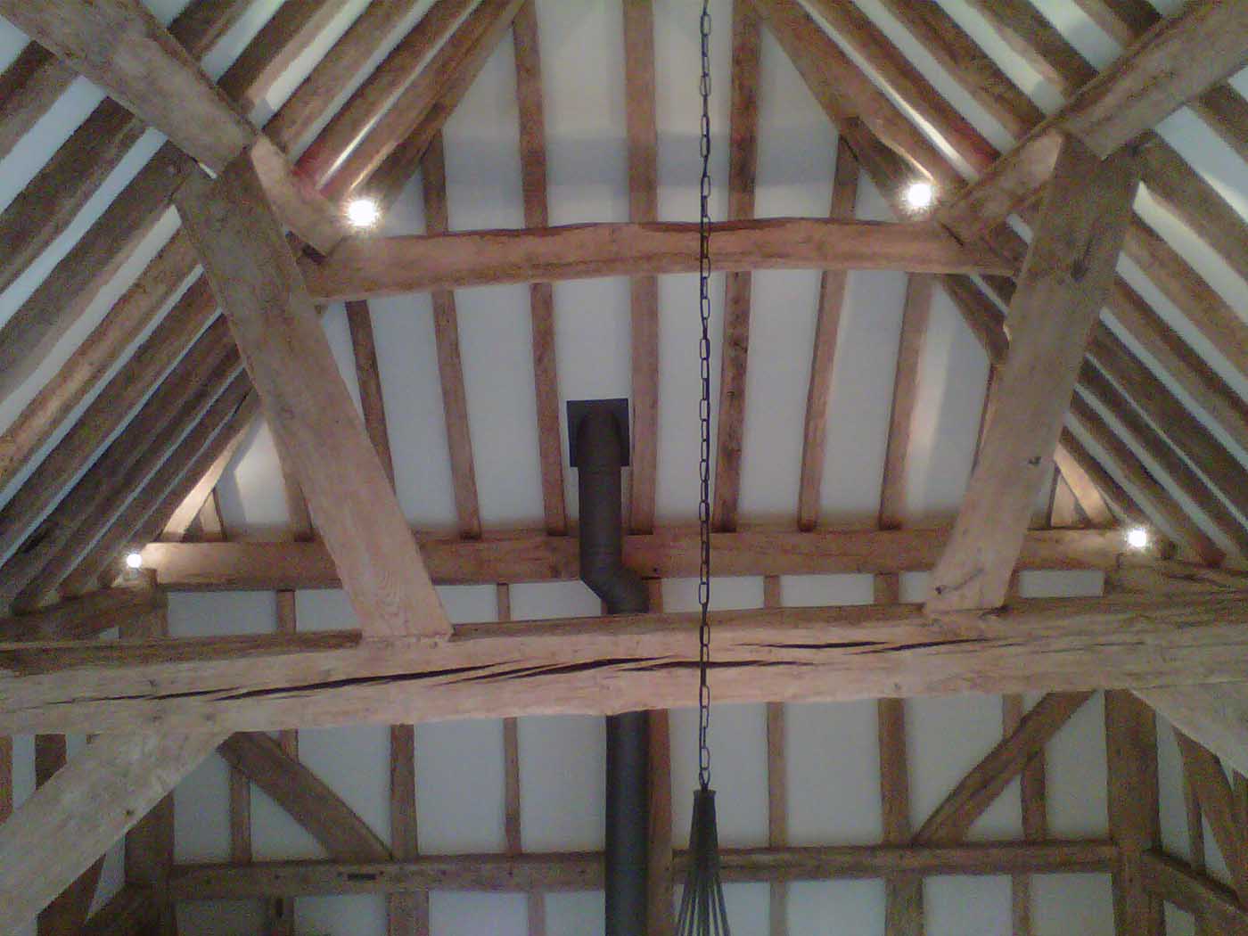 electrician - lighting installation in a barn